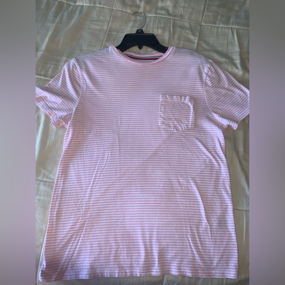 Mens Tommy Hilfiger Pink and White Stripe Shirt